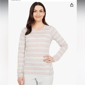 Smartwool Women's Striped Long Sleeve Crewneck - Light Pink, Mint, Cream